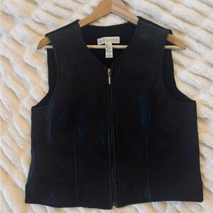 Black Leather (Lamb skin) Vest -Valerie Stevens